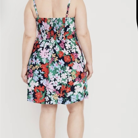 OLD NAVY Fit & Flare Linen Blend Floral Cami‎ Mini Dress XXL Smocked boho beachy - Picture 2 of 16